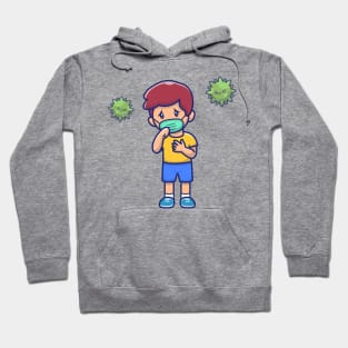 Cute Boy With Fever And Flu Cartoon (2) Hoodie